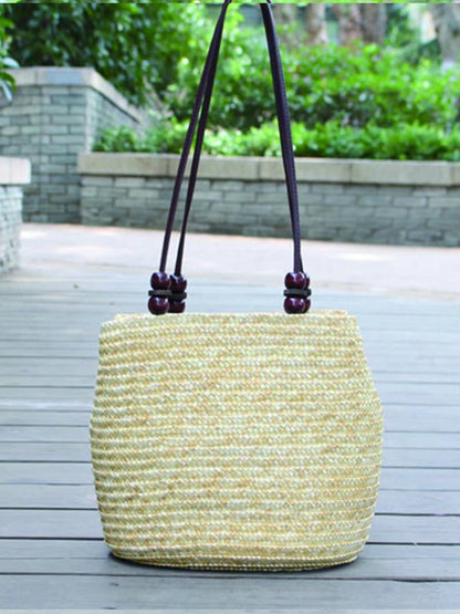 Women's one-shoulder casual beach simple woven bag