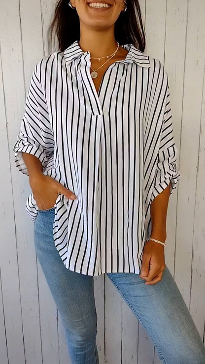 Lapel Striped Shirt