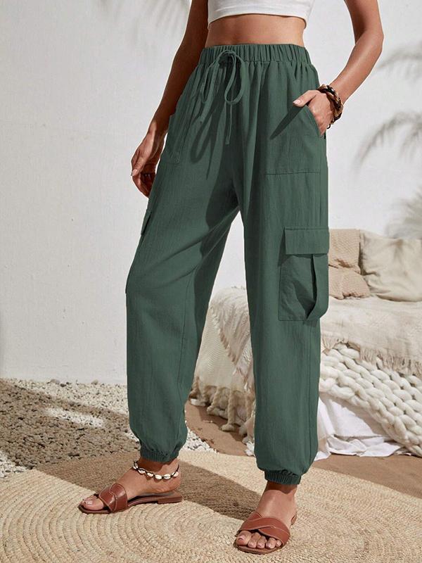 Women's Solid Color Pocket Casual Cargo Pants