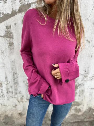 Casual Round Neck Long Sleeve Top