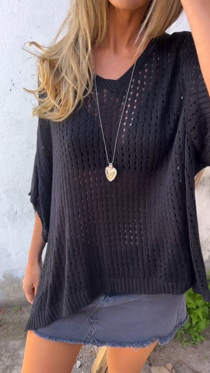 V-neck Hollow Loose Top