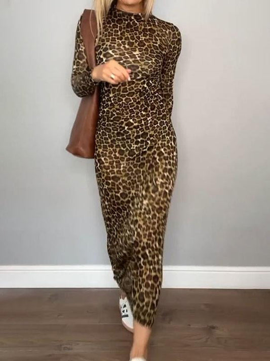 Women's Slim Stretch Leopard Print Dress