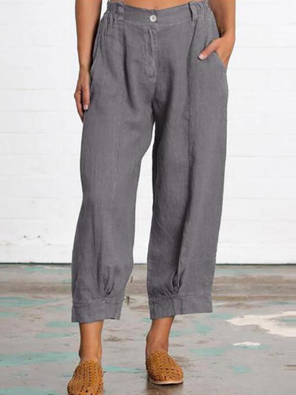 Nine-point casual cotton linen trousers