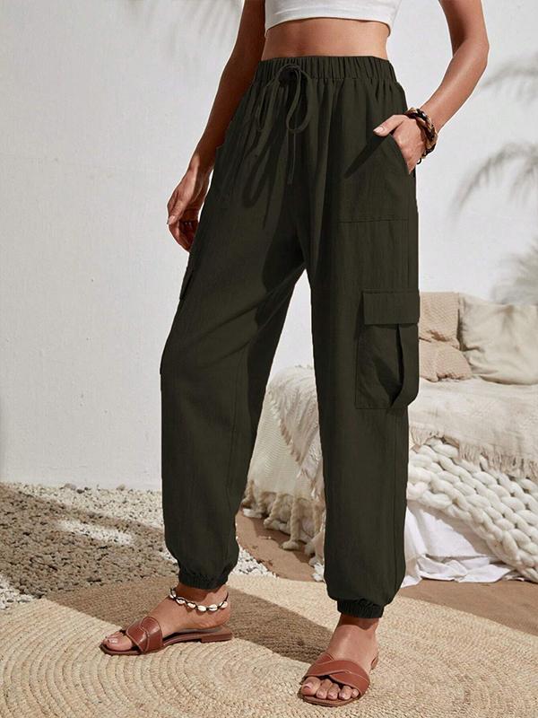 Women's Solid Color Pocket Casual Cargo Pants