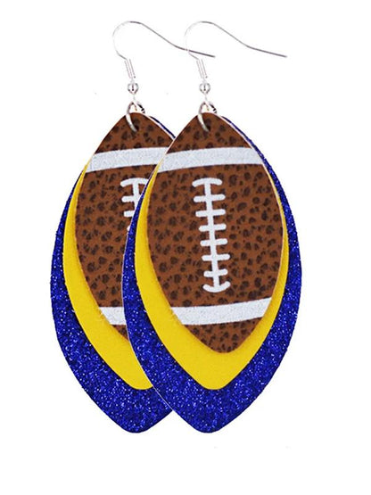 Layered Football Leather Earrings