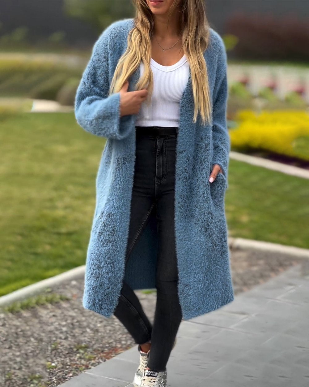 Solid Color Fashionable and Comfortable Fur Coat