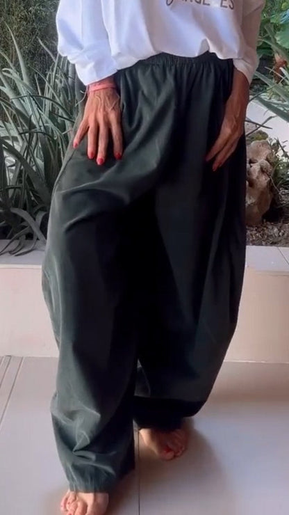 Casual Loose Double Pocket Wide Leg Trousers