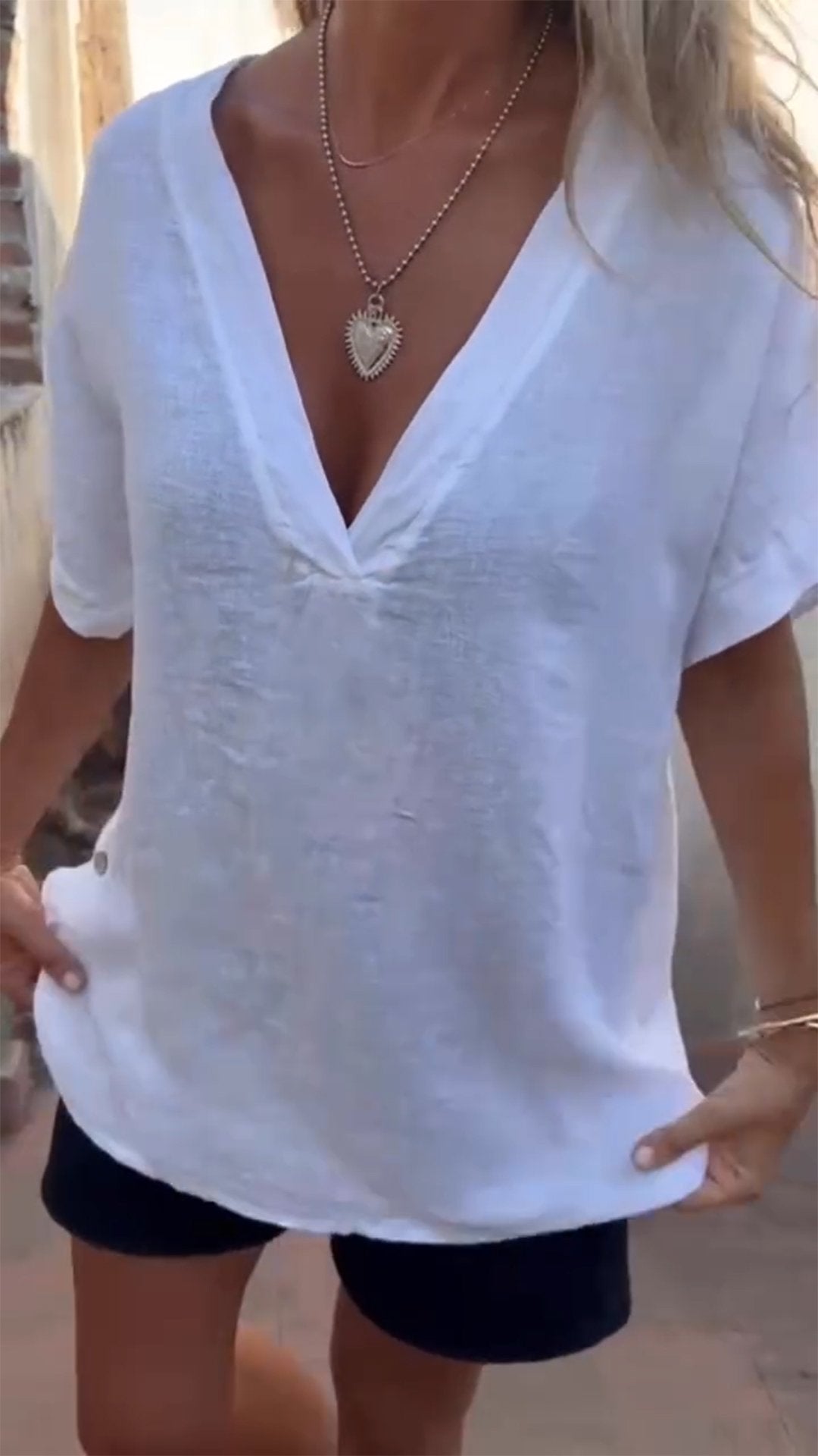 V-neck Short-sleeved Shirt