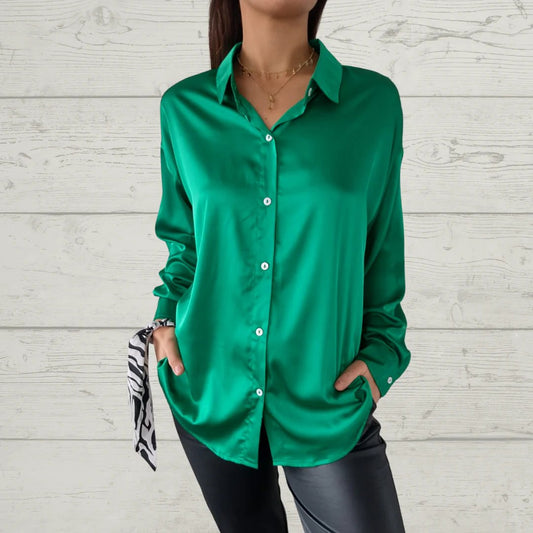 Casual Lapel Satin Shirt