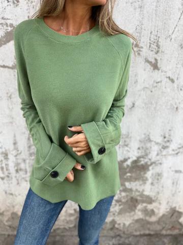 Casual Round Neck Long Sleeve Top