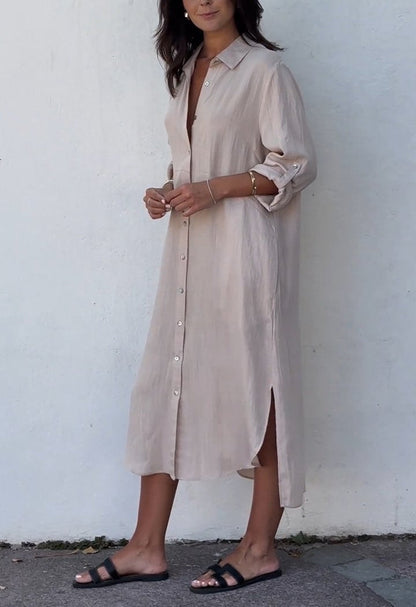 Lapel Single-breasted Loose Dress