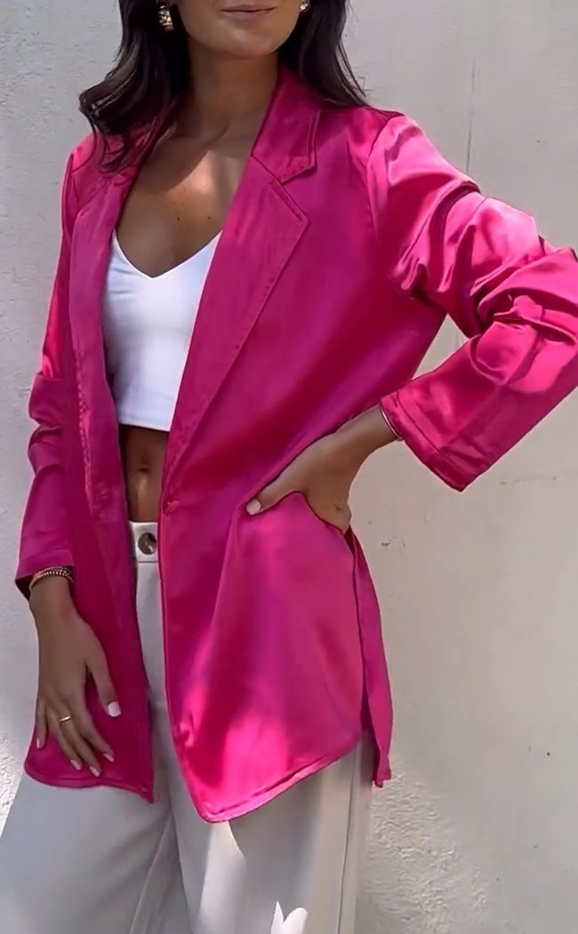 Lapel Satin Casual Blazer