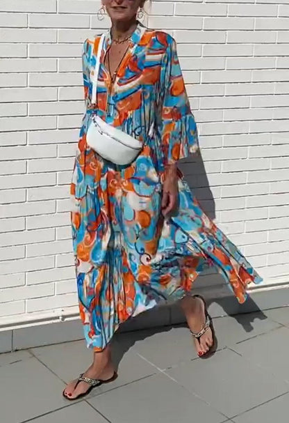 Casual V-neck Printed Dress