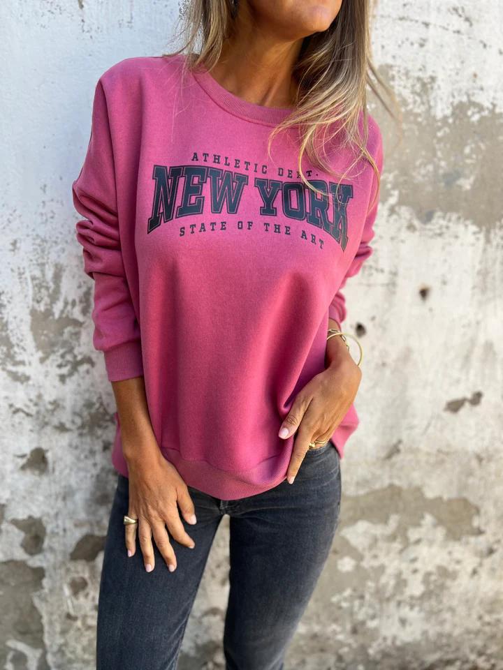 Round Neck Letter Print Pullover Sweatshirt