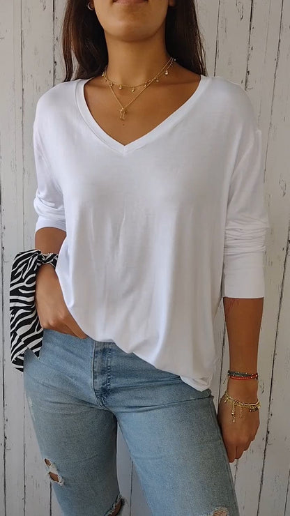 V-neck Middle-sleeved Comfortable Shirt