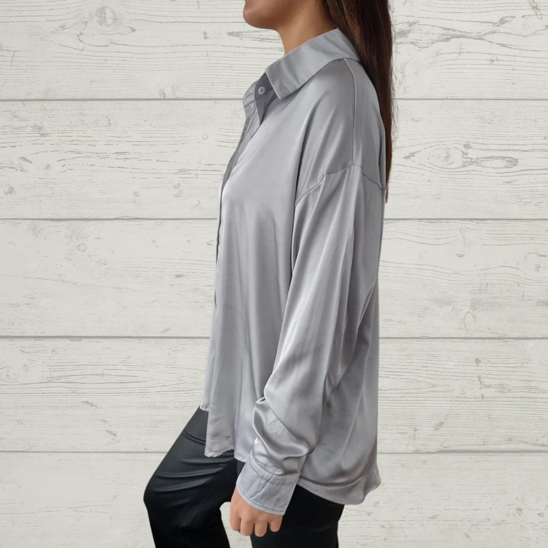 Casual Lapel Satin Shirt