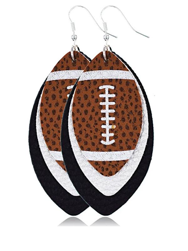 Layered Football Leather Earrings