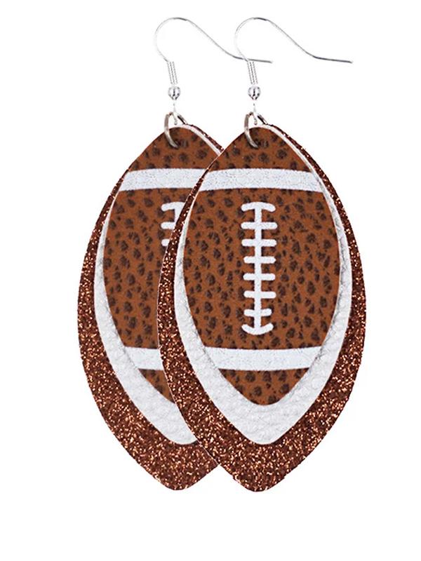 Layered Football Leather Earrings