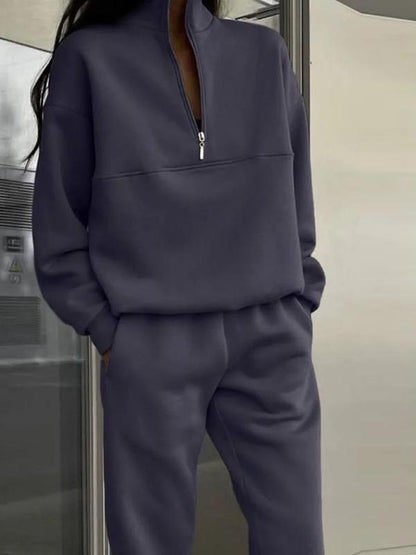 Thickened long-sleeved sweatshirt and trousers two-piece suit