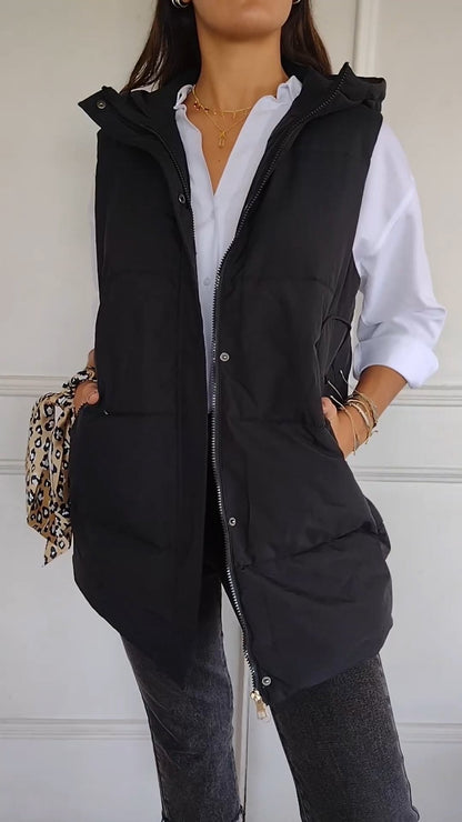 Hooded Mid-length Casual Cotton Vest