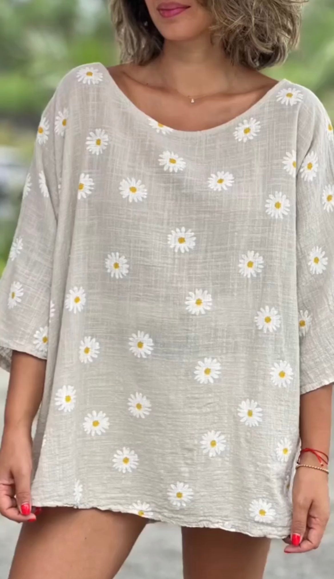 Women's Casual Floral print Linen Blouse