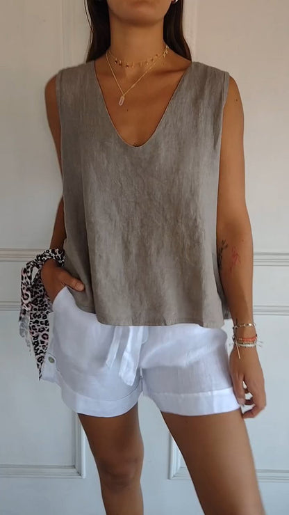 Casual V-neck Sleeveless Top