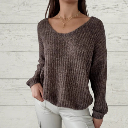 Casual V-neck Knitted Top