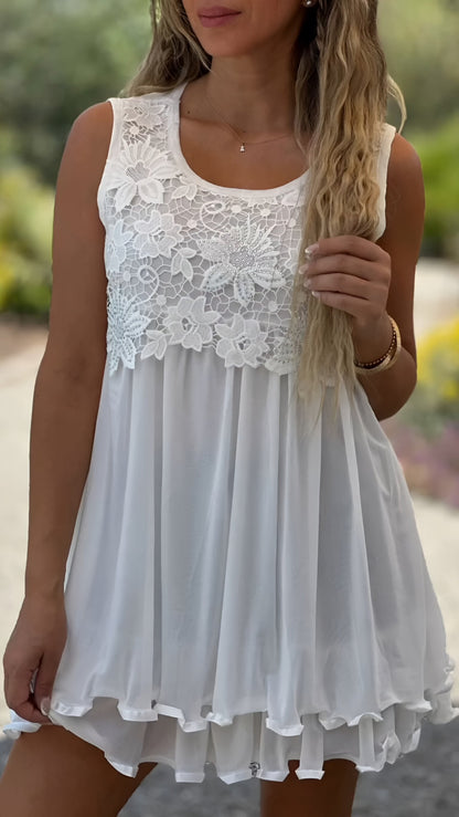 Chiffon Patchwork Lace Vest