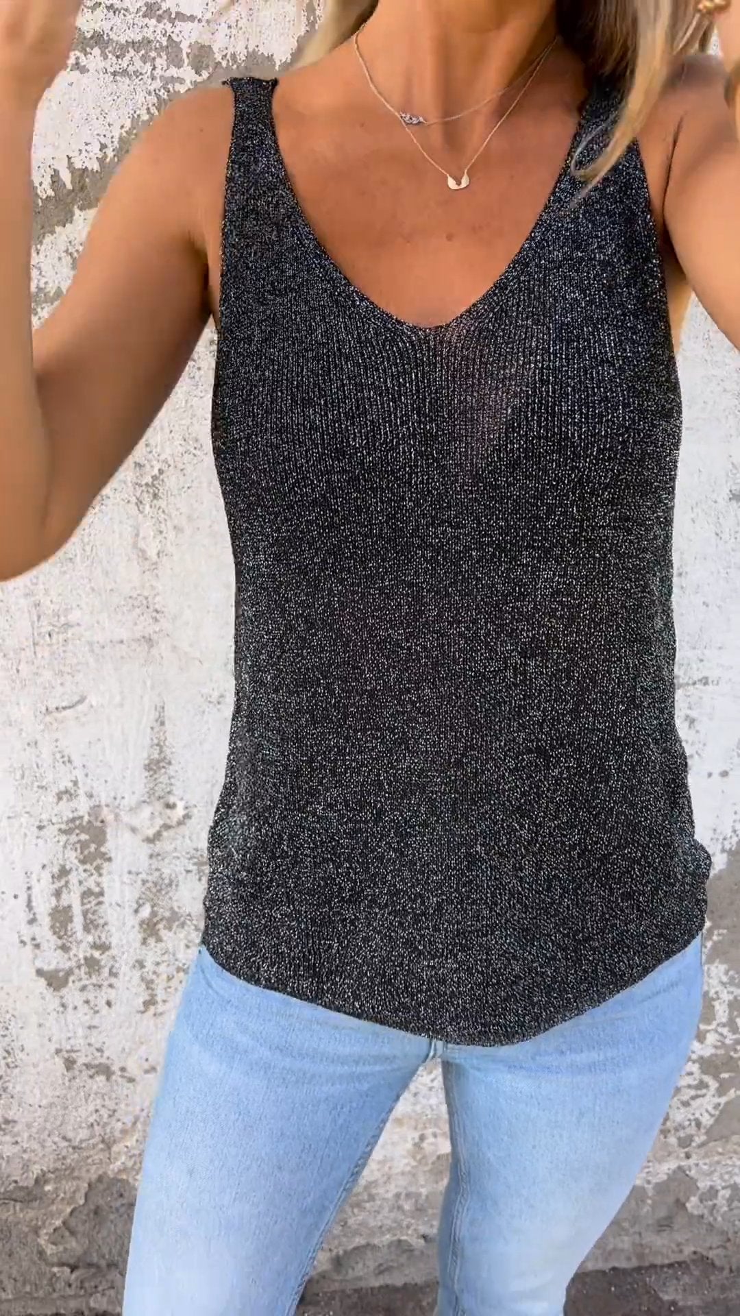 V-neck Knitted Backless Camisole