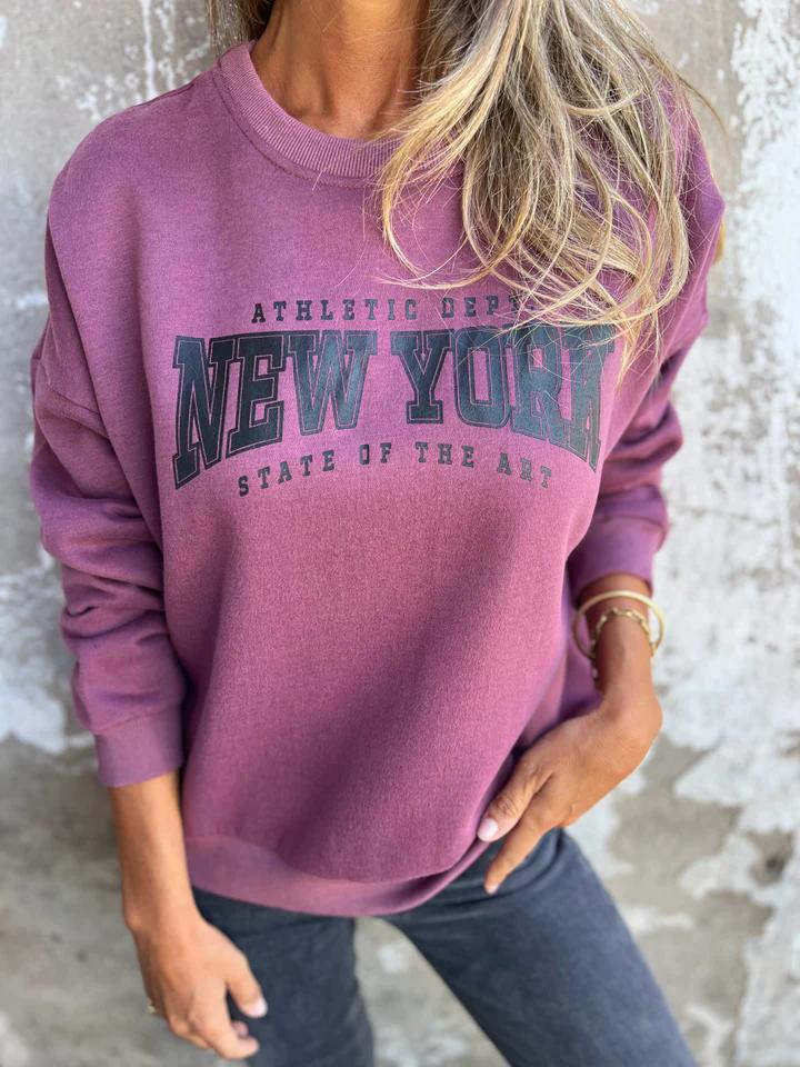 Round Neck Letter Print Pullover Sweatshirt