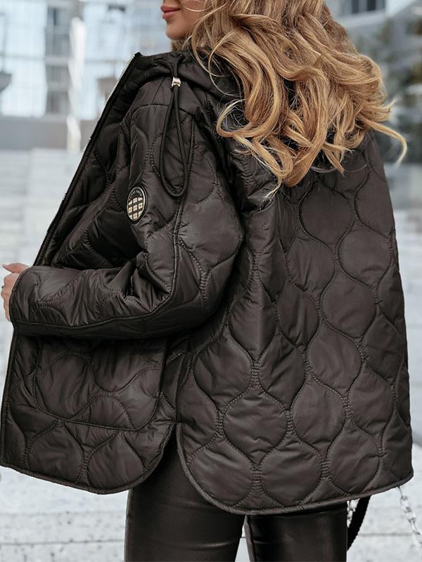 Women's Solid Color Hooded Coat