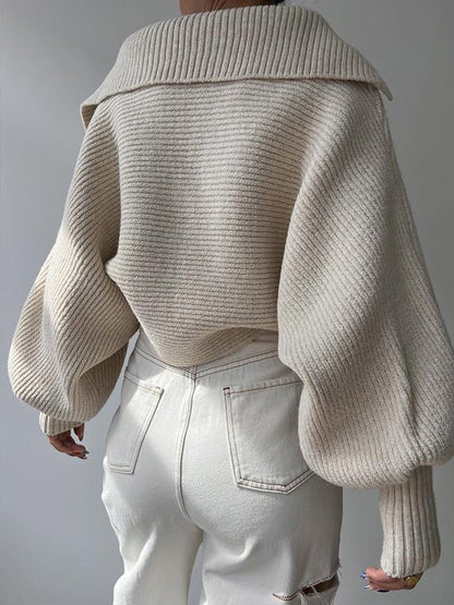 Sweater sweater lapel pullover top