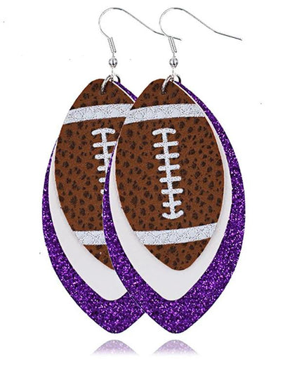 Layered Football Leather Earrings