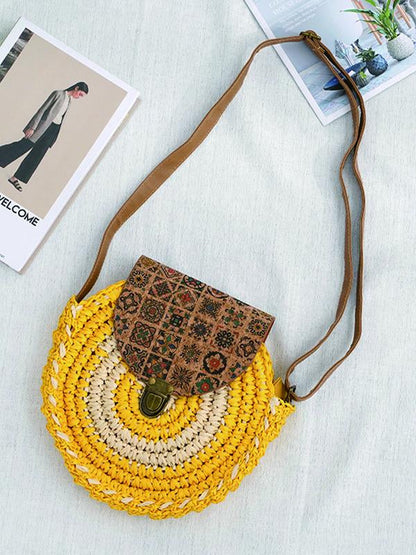 Women's one shoulder mini simple woven beach bag