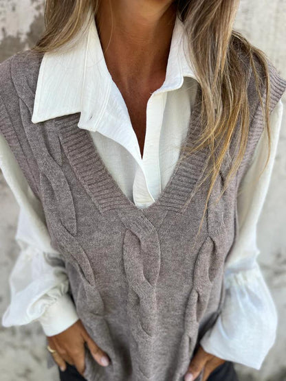 Casual V-neck Knitted Vest