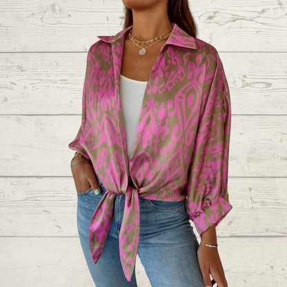 Knotted Lapel Cardigan Shirt Jacket