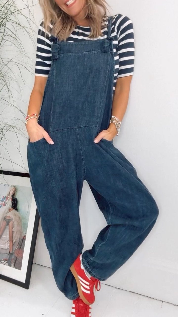 Denim Casual Overalls Jumpsuit