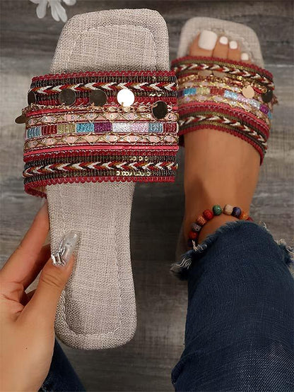 Ethnic Beach Bohemian Open Toe Flat Sandals