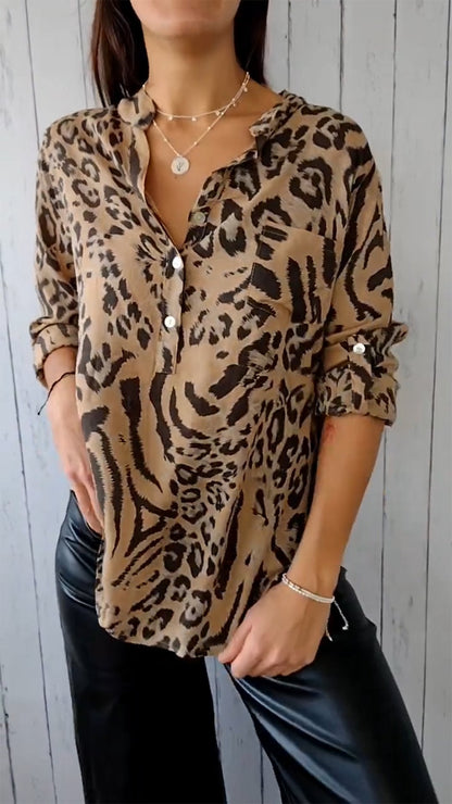 V-neck Leopard Print Top