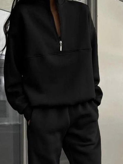 Thickened long-sleeved sweatshirt and trousers two-piece suit