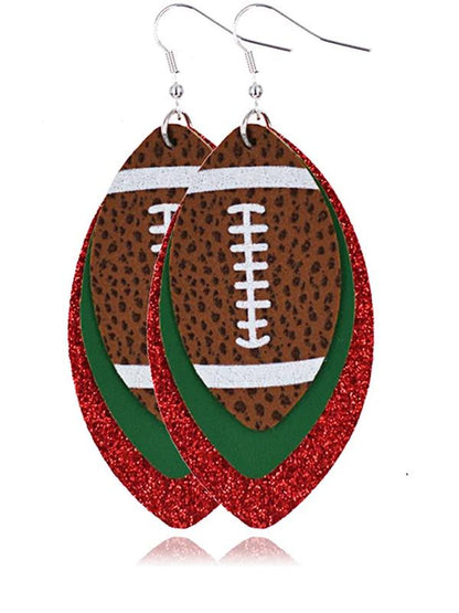 Layered Football Leather Earrings