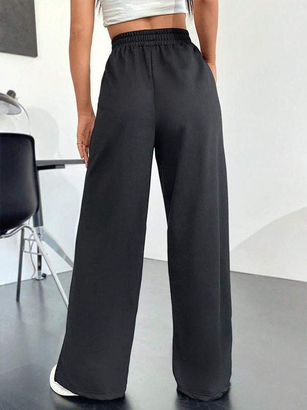 Fashion casual sports pants elasticated waist wide leg straight underpants