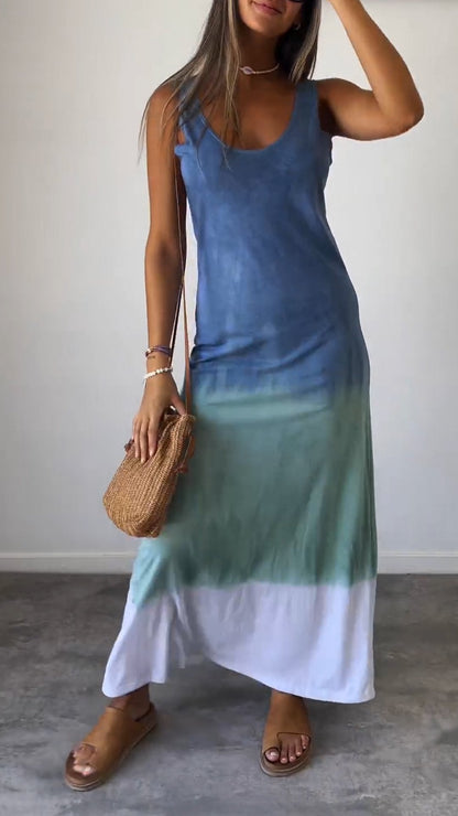 Tie Dye Vest Long Dress