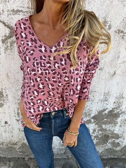 V-neck Leopard Print Top