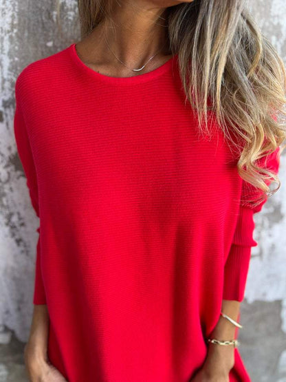 Round Neck Long Sleeve Knitted Top