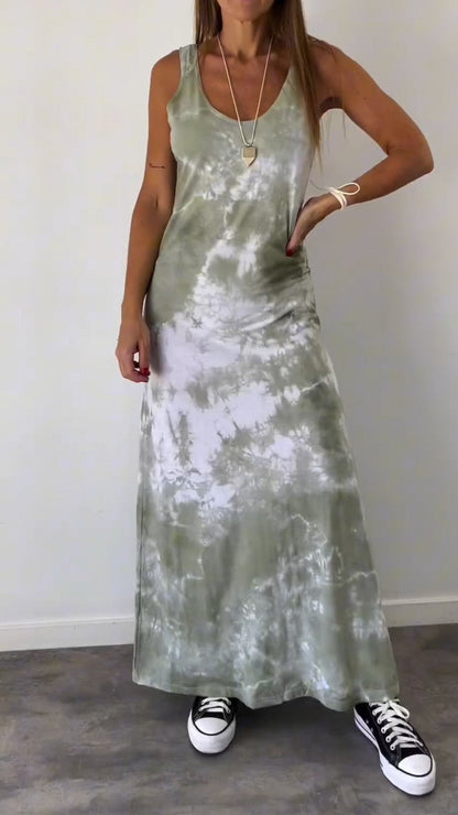 Tie Dye Vest Long Dress