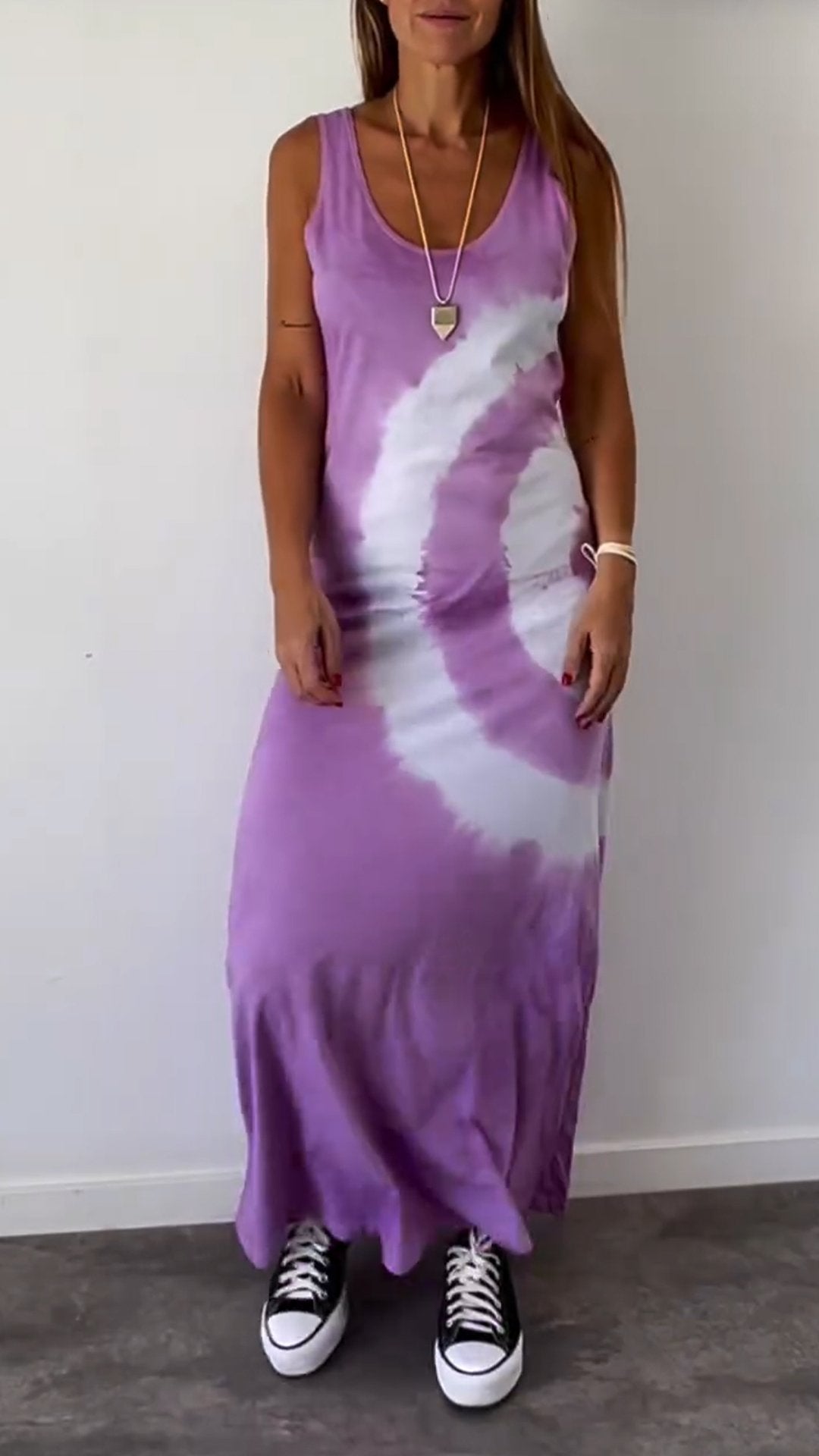 Tie Dye Vest Long Dress