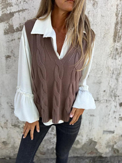 Casual V-neck Knitted Vest