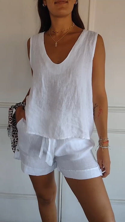 Casual V-neck Sleeveless Top