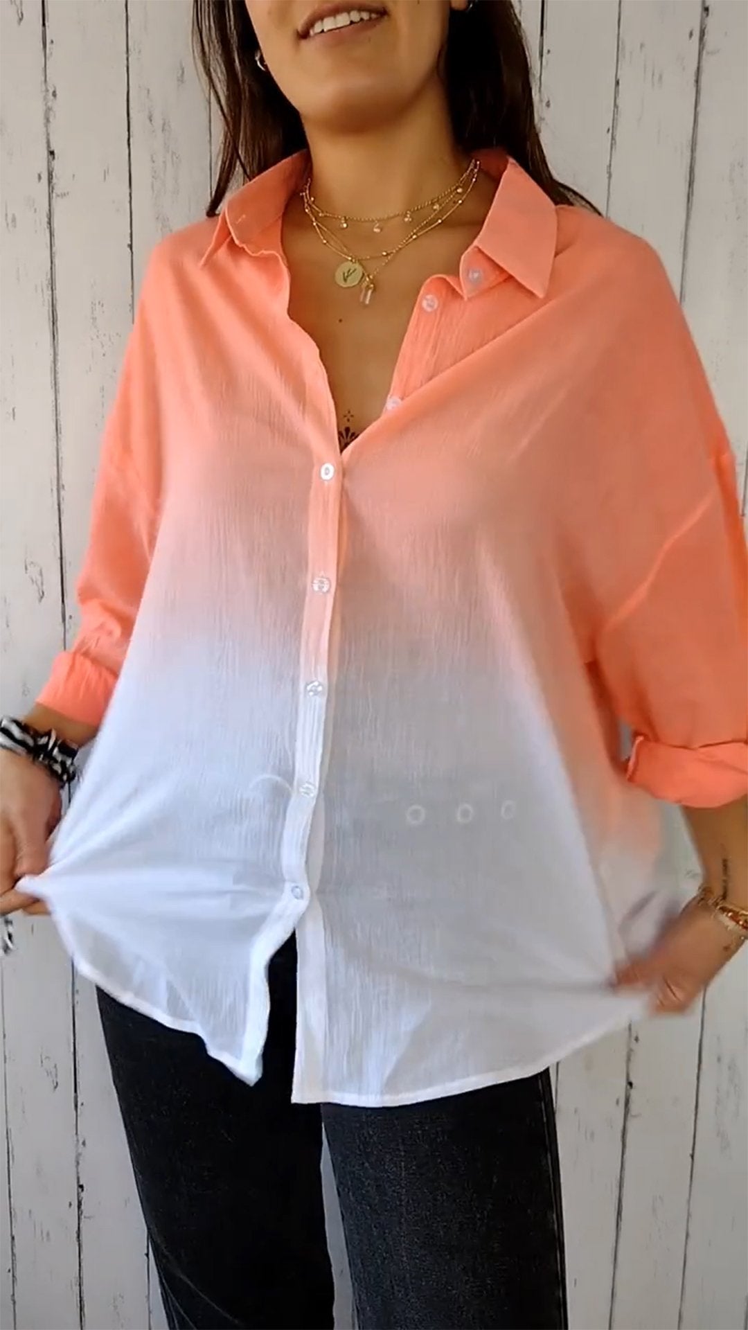 Single-breasted Shirt with Gradient Lapels